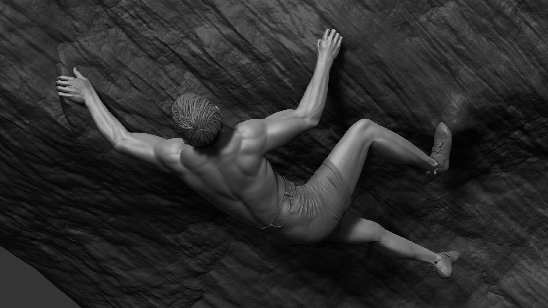 Rock climbing anatomy study in zbrush