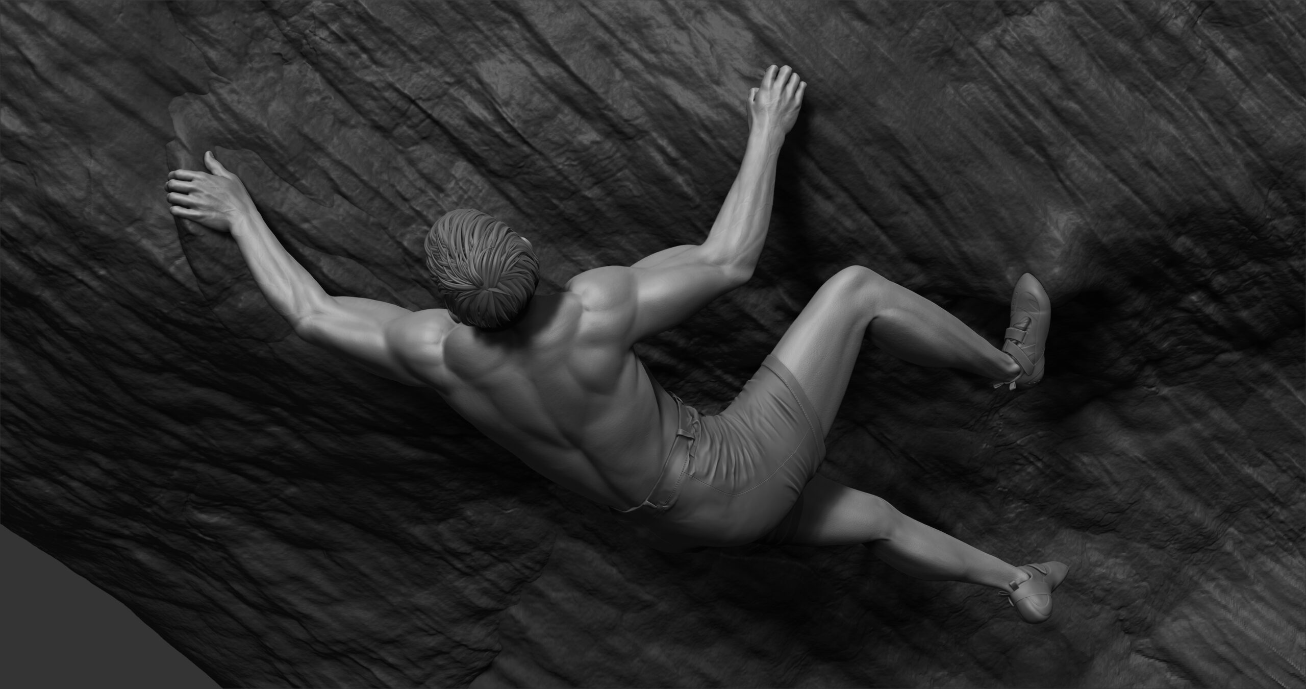 Rock climbing anatomy study in zbrush